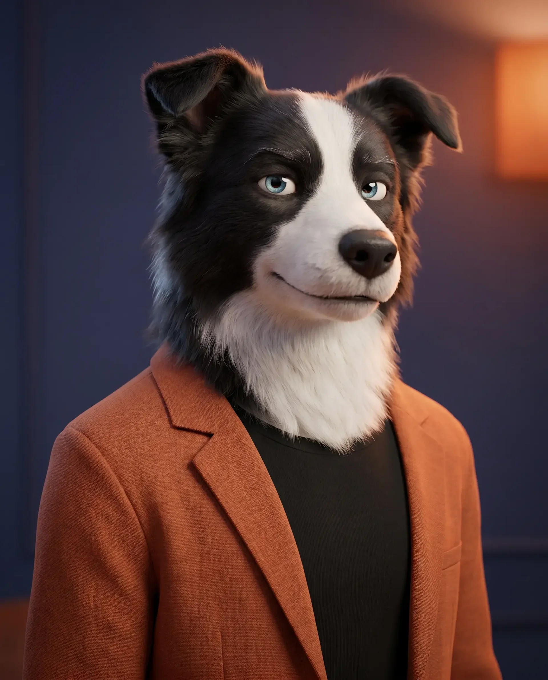 Rex, border collie estrategista em pose de comando